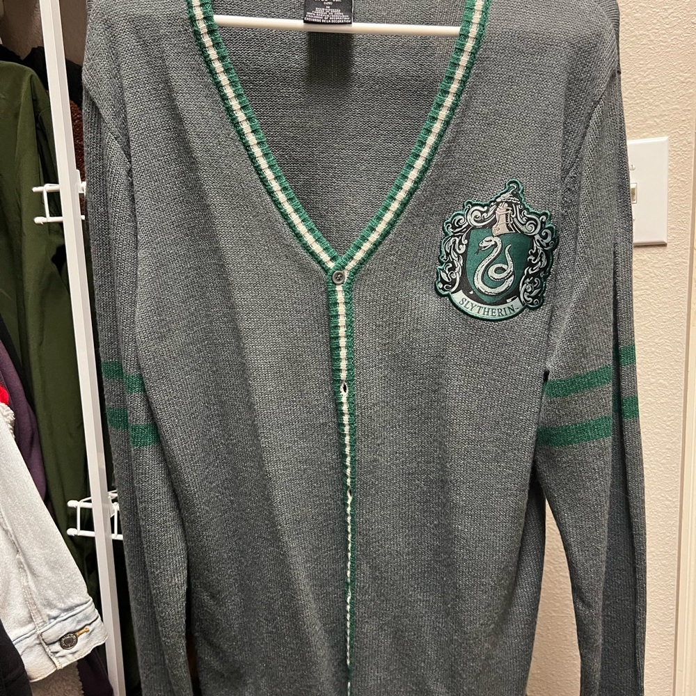 Slytherin House Crest Cardigan - Green and Gray